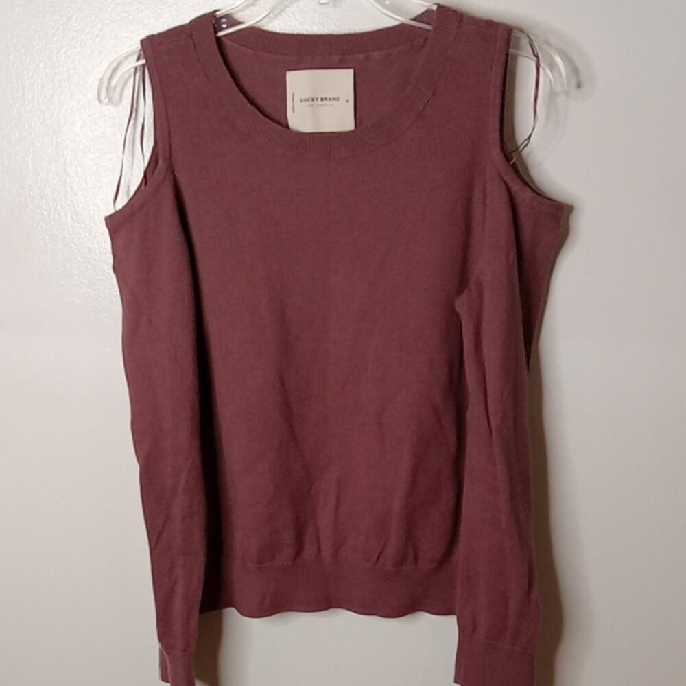 Lucky Brand Women's Medium Cold Shoulder Top - Mauve